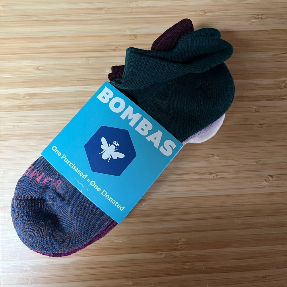 Bombas Midweight Multi-Color Ankle Socks - 4 pack NWT